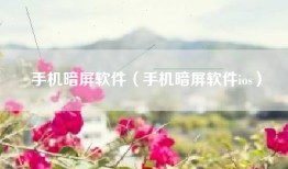 手机暗屏软件（手机暗屏软件ios）